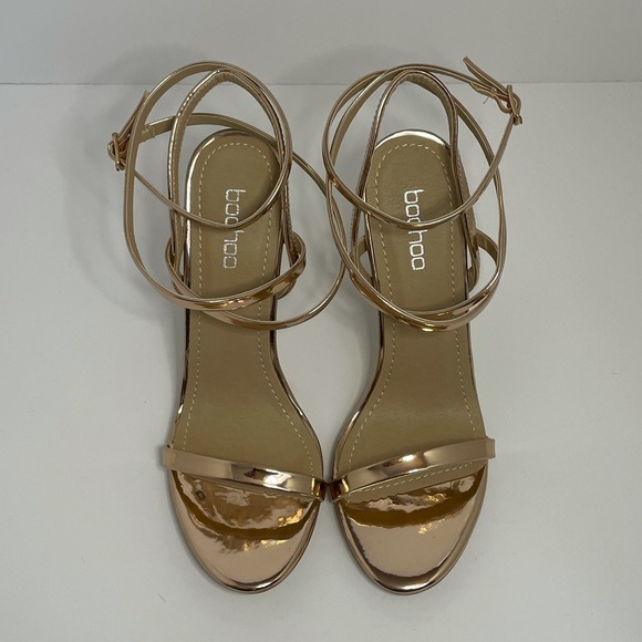 ✨BOOHOO Rose Gold 🌹Strappy Heels 👠 Size 8 - Picture 2 of 8